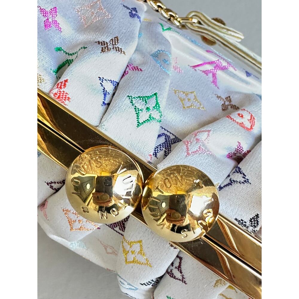 Louis Vuitton Aumoniere Satin Evening Bag Monogram White Multicolor 82723 - Picture 11 of 15